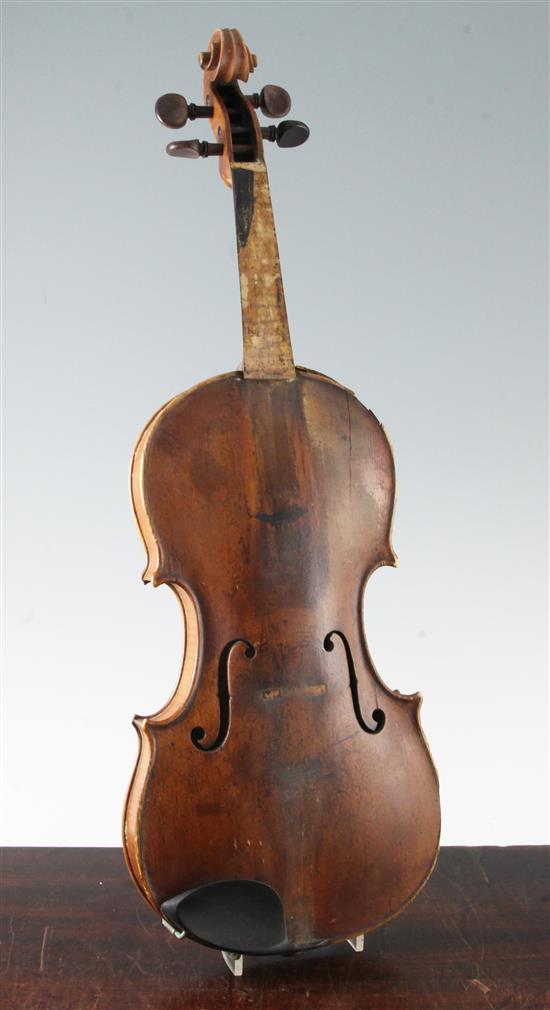 An 18th century violin, attributed to Nathaniel Cross of London, c.1740, 23.5in.